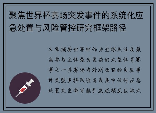 聚焦世界杯赛场突发事件的系统化应急处置与风险管控研究框架路径